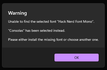 NerdFont error message